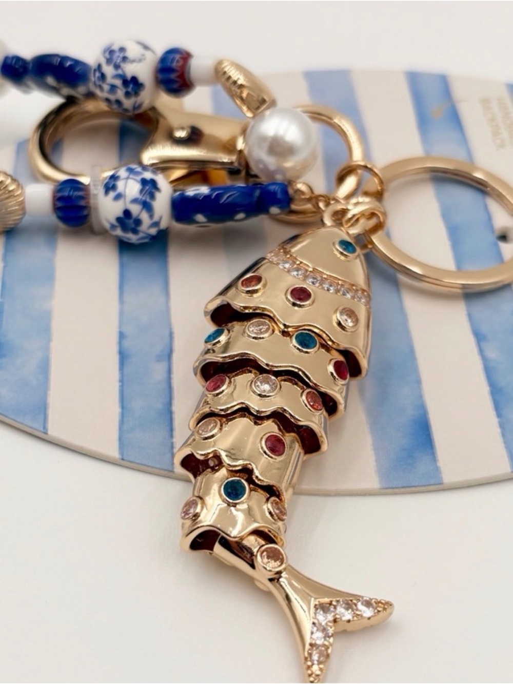 **Lowest Price**
Piper K Beaded Pearl & Blue Fish Keychain Charm - Picture 6 of 7